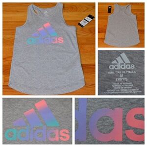 Youth girls Adidas logo tank top, size M 10/12 NWT
